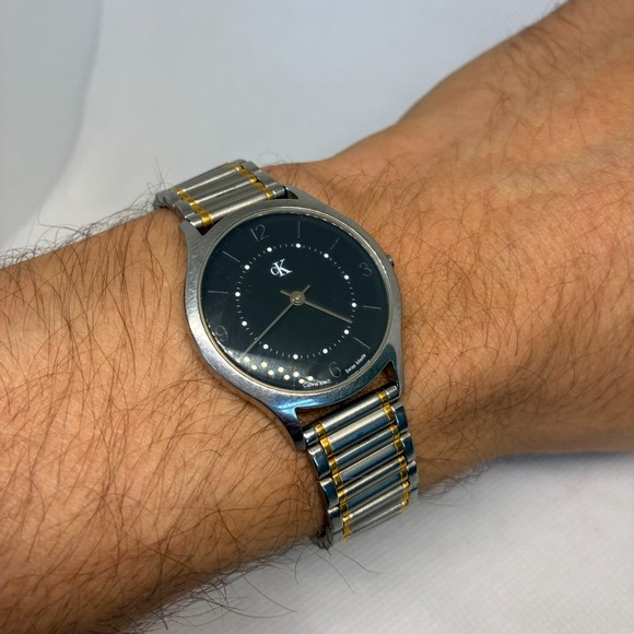 Calvin Klein Gold Band Wristwatches for sale | eBay Calvin Klein CK K26221 Black Dial Two Tone Gold Silver Quartz Ladies Watch
